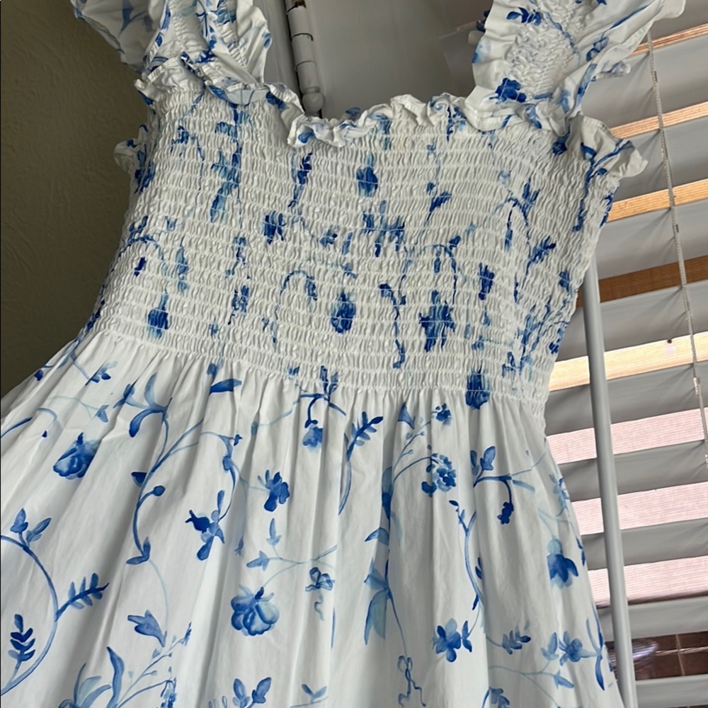 Hill House White and Blue FloralMaxi Dress - Picture 3 of 4